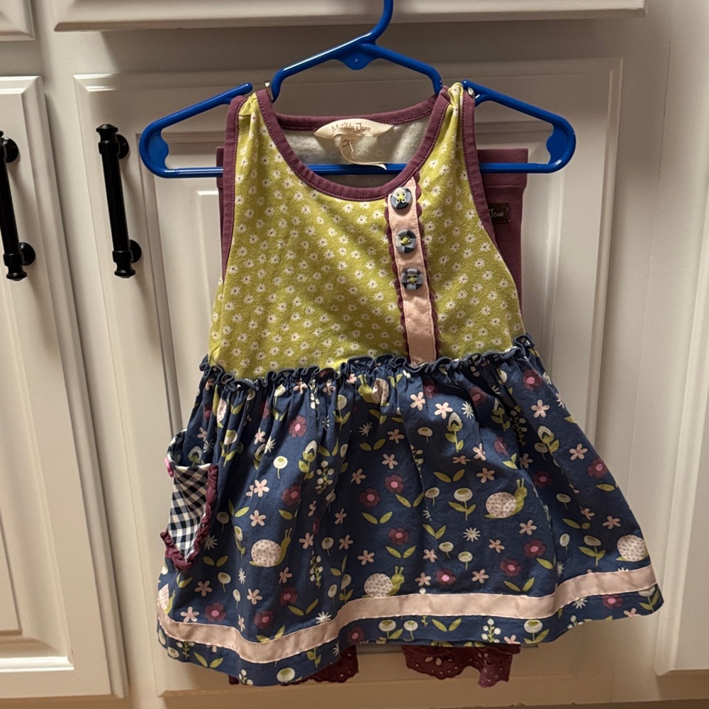 Matilda Jane Navy Floral Dress with Pink Trim and Gingham Pocket